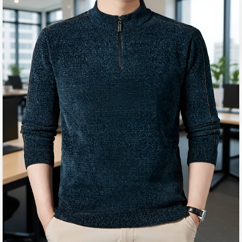 Félcipzáras egyszínű női pulóver