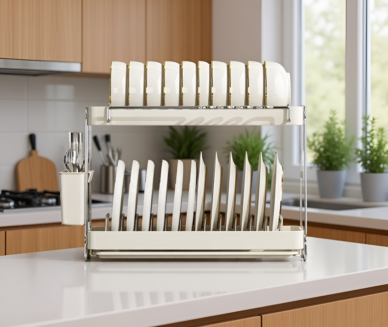 Vista lateral del escurridor para platos y cuencos