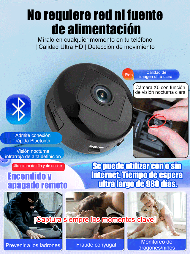 【Larga duración de batería】Cámara sin cables