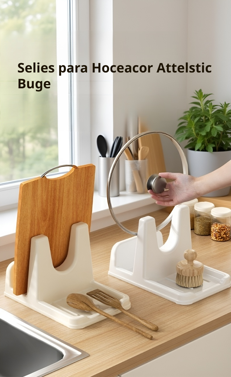 Soporte para tapas y cucharas en encimera de cocina