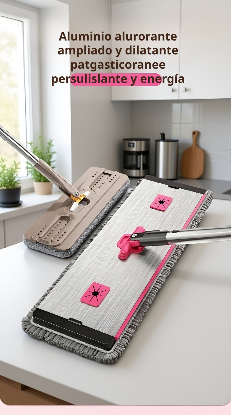 Detalle de la mopa plana con tecnología de iones de plata