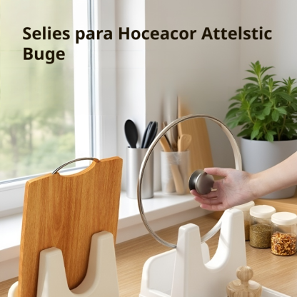 Soporte multifuncional para tapa de olla y drenaje de cocina