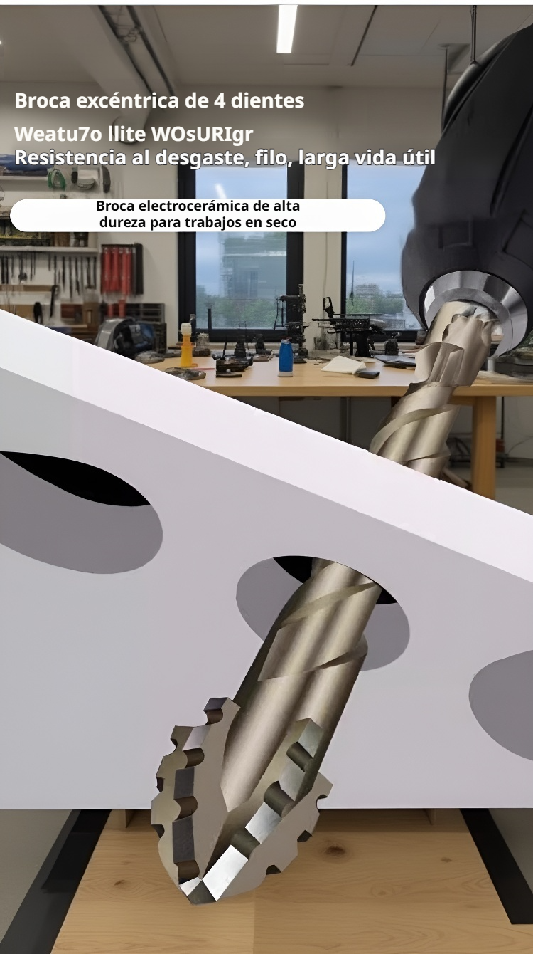 Broca excéntrica de carburo de tungsteno con cuatro filos dentados