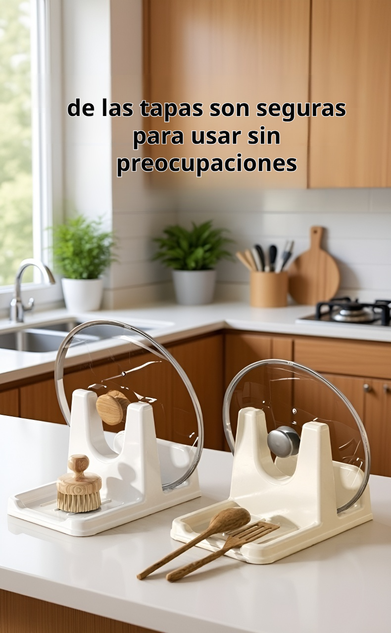 Soporte para tapa de olla con sistema de drenaje eficiente