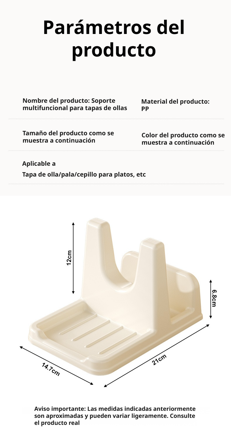 Soporte resistente para tapa de olla y drenaje de agua