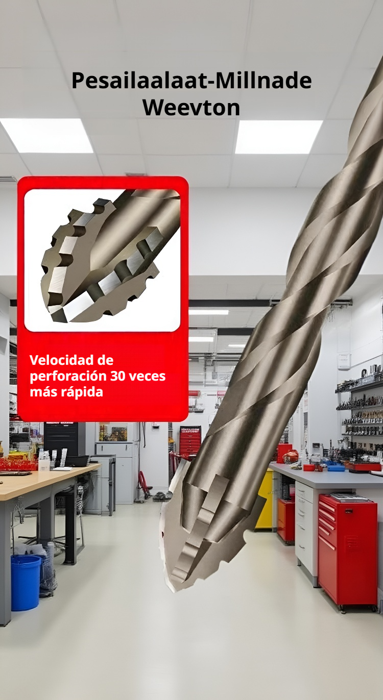 Detalle de los filos dentados de la broca excéntrica