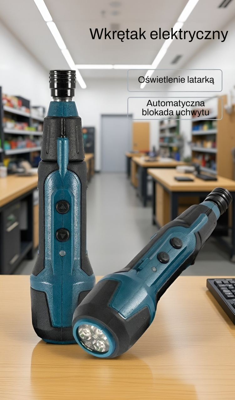 Elektryczny wkrętak akumulatorowy z ergonomicznym uchwytem