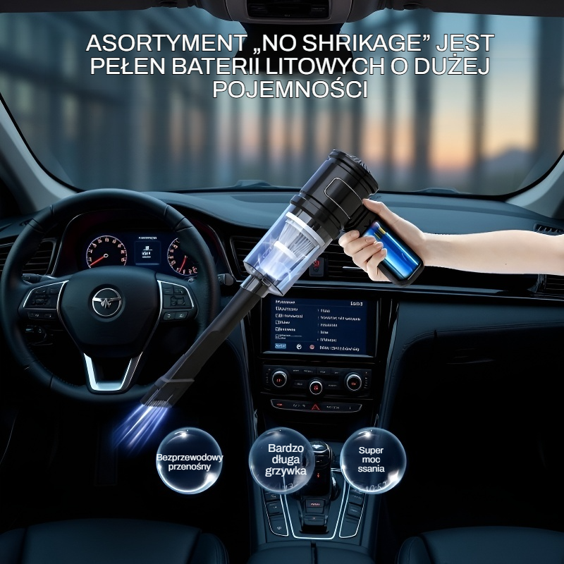 Przenośny odkurzacz samochodowy o dużej mocy ssania