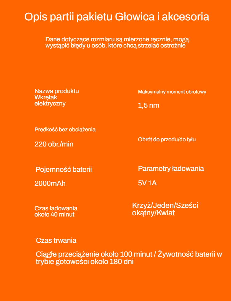 Lekka konstrukcja bezprzewodowego wkrętaka