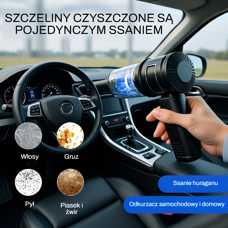 Przenośny odkurzacz samochodowy o dużej mocy ssania