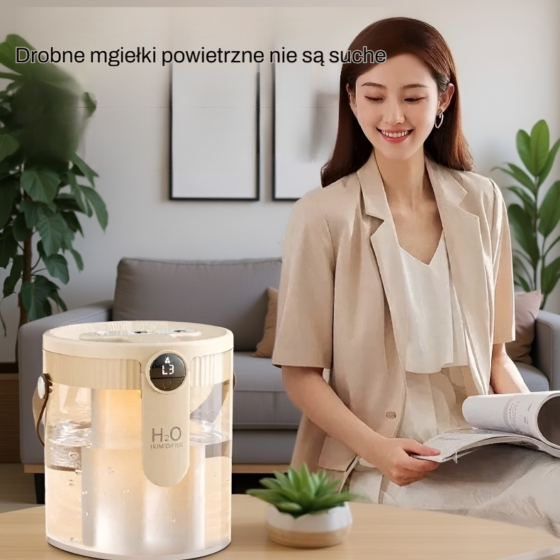 Wielofunkcyjny nawilżacz powietrza z podwójną dyszą i dużą ilością mgły