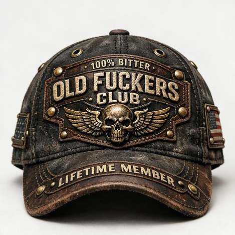 Vintage Biker Style Winged Skull Emblem Distressed Leather Baseball Hat