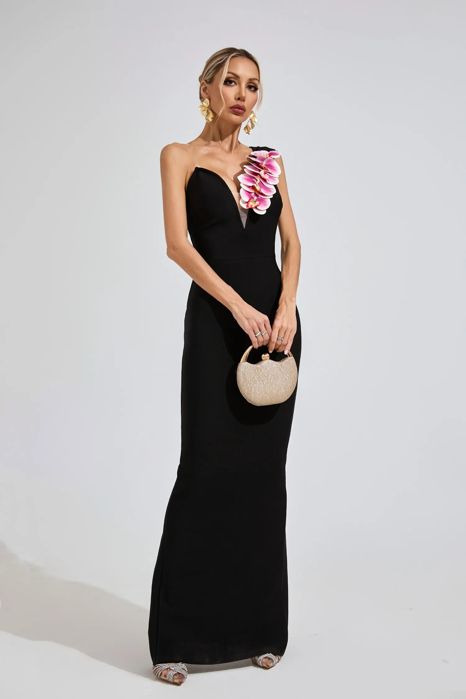 Ashlyn Black One-Shoulder Dress