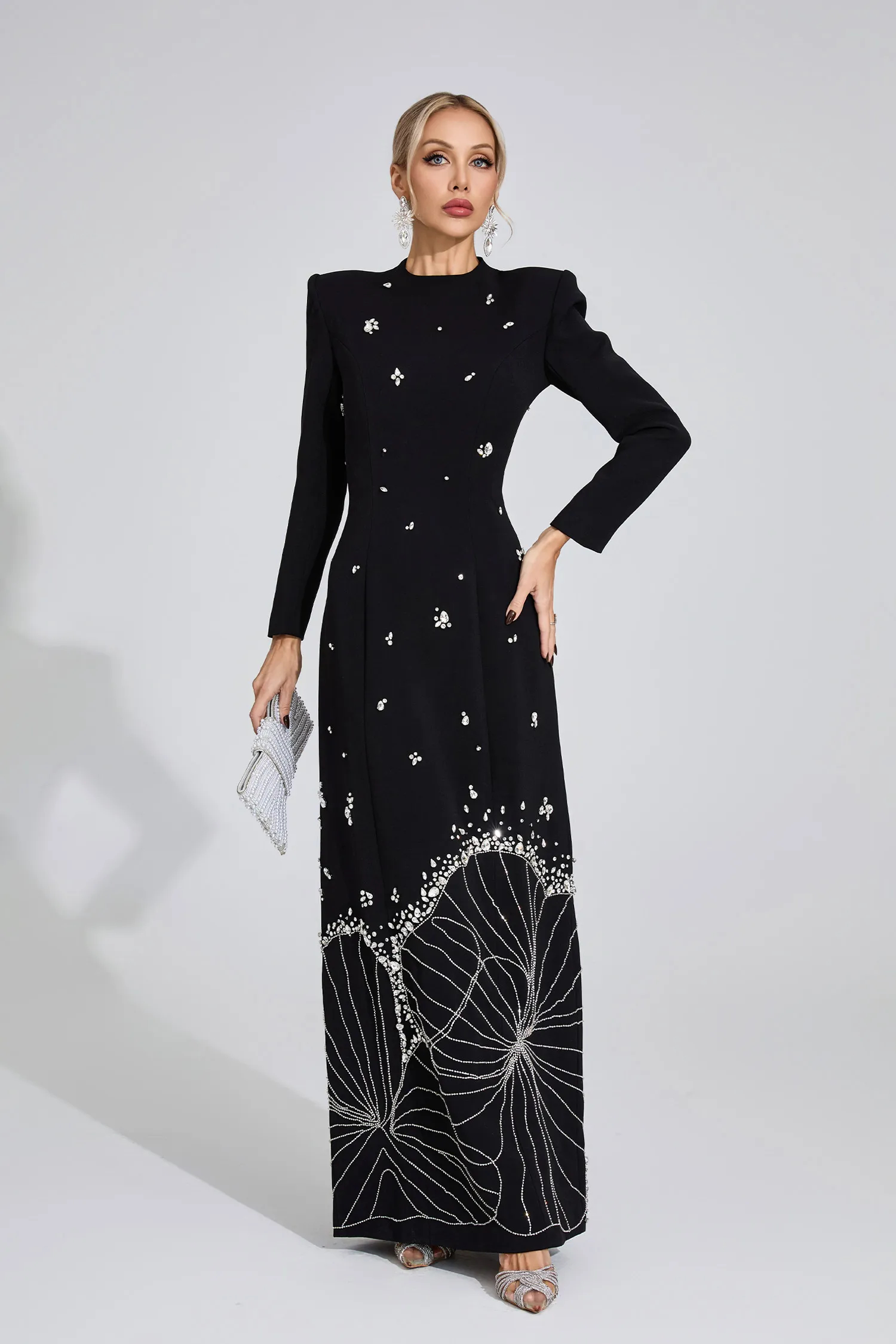 Annabel Black Fitted Long Dress