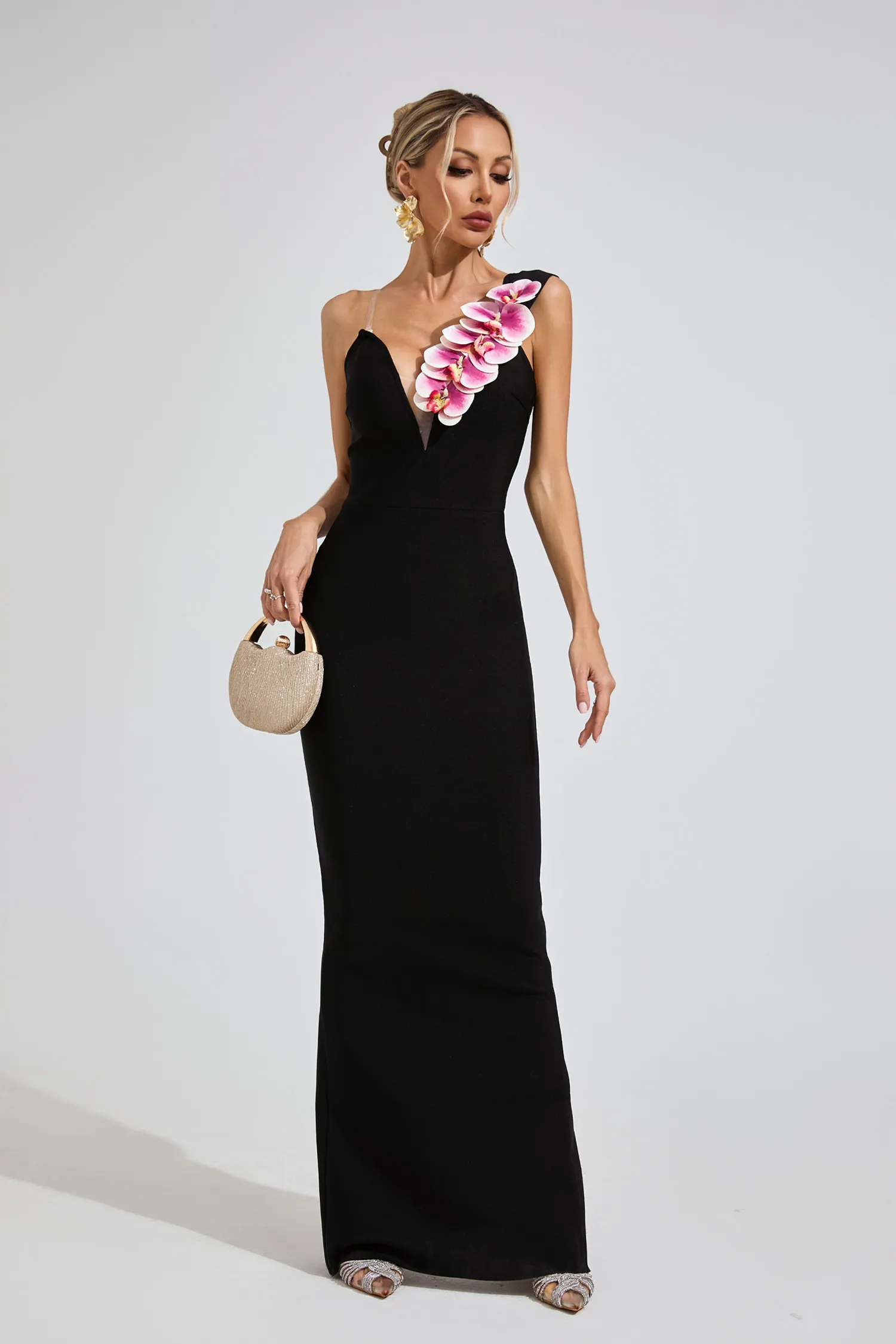 Ashlyn Black One-Shoulder Dress