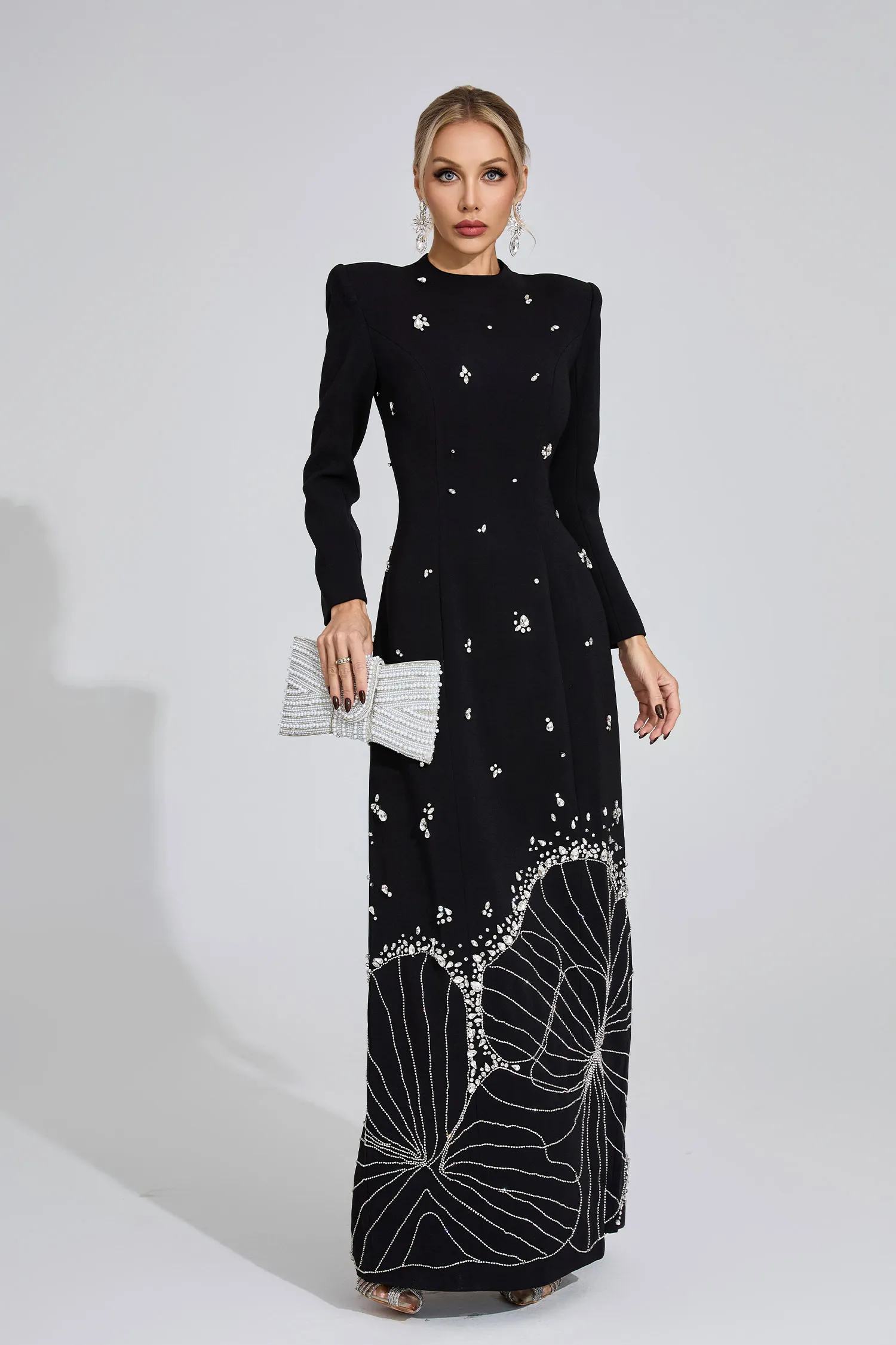 Annabel Black Fitted Long Dress