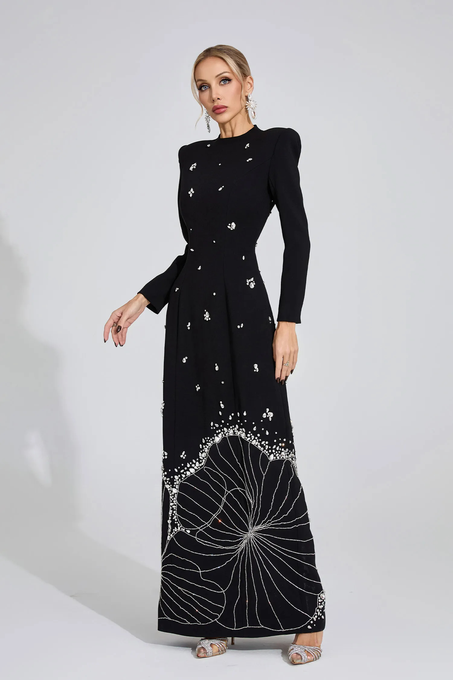 Annabel Black Fitted Long Dress
