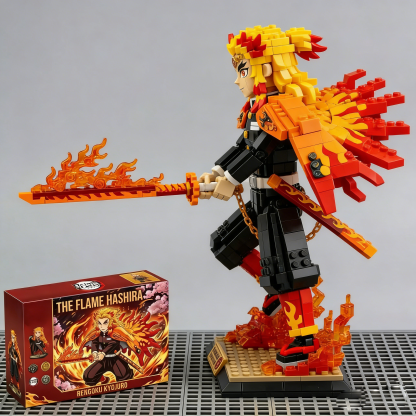 Demon Slayer Rengoku Block Figure – Flame Hashira Anime Brick Collectible Display Model
