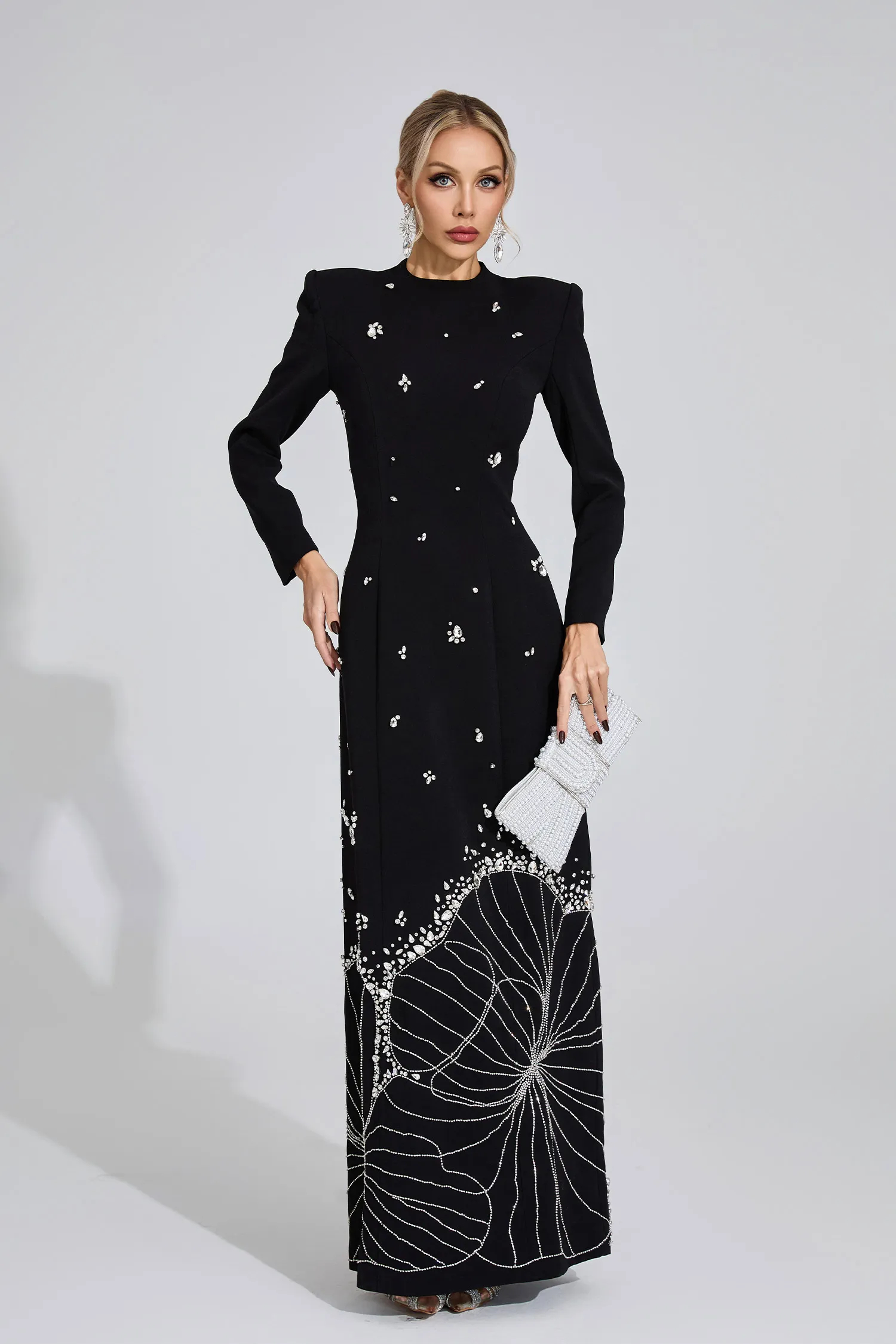 Annabel Black Fitted Long Dress