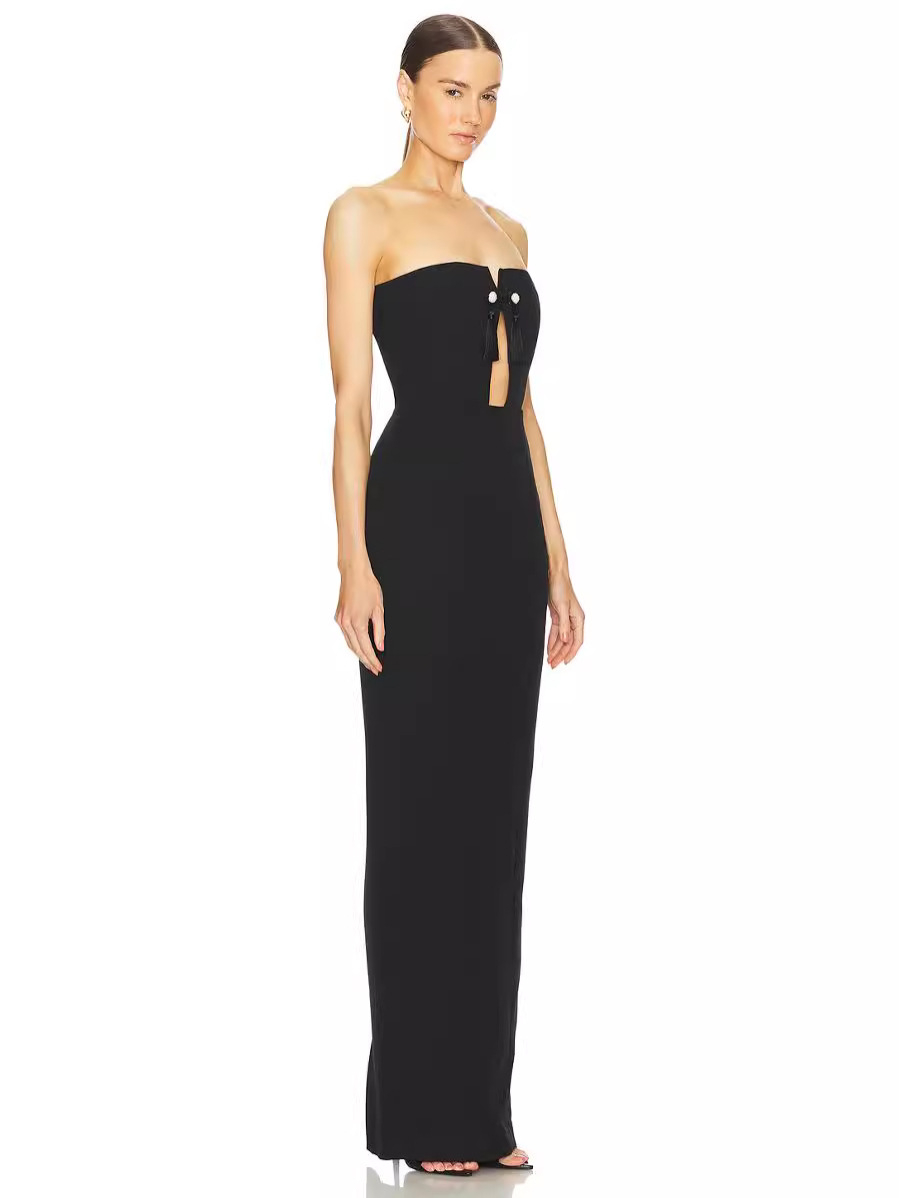 Amaya Tassel Backless Strapless Long Dress