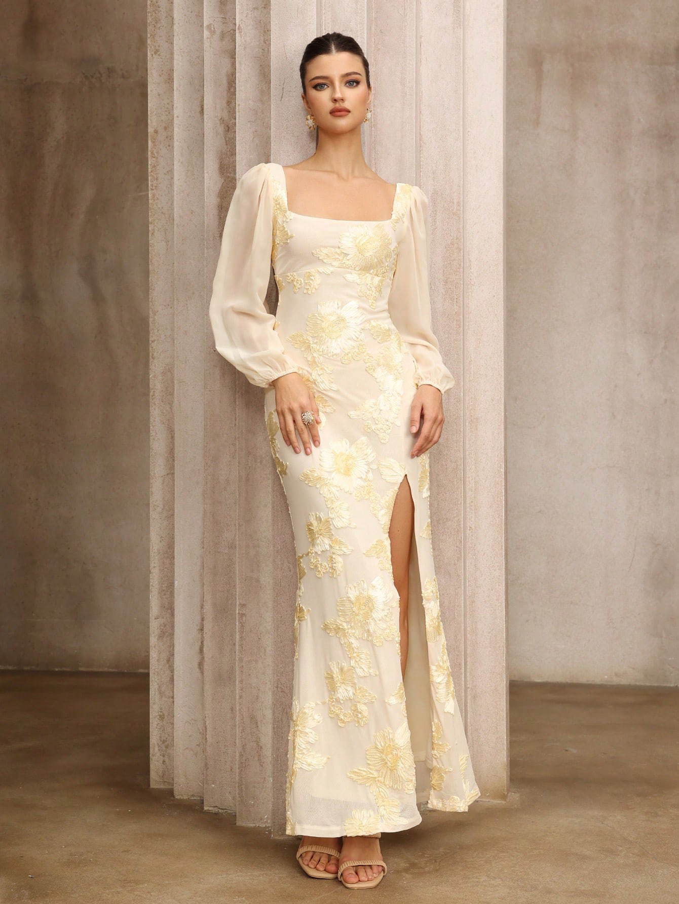 Annabel Yellow Slit Dress