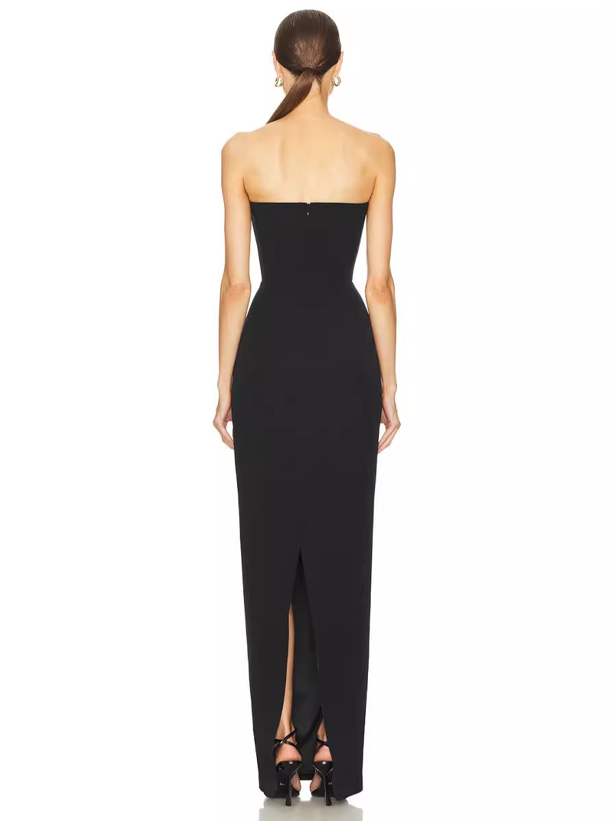 Amaya Tassel Backless Strapless Long Dress