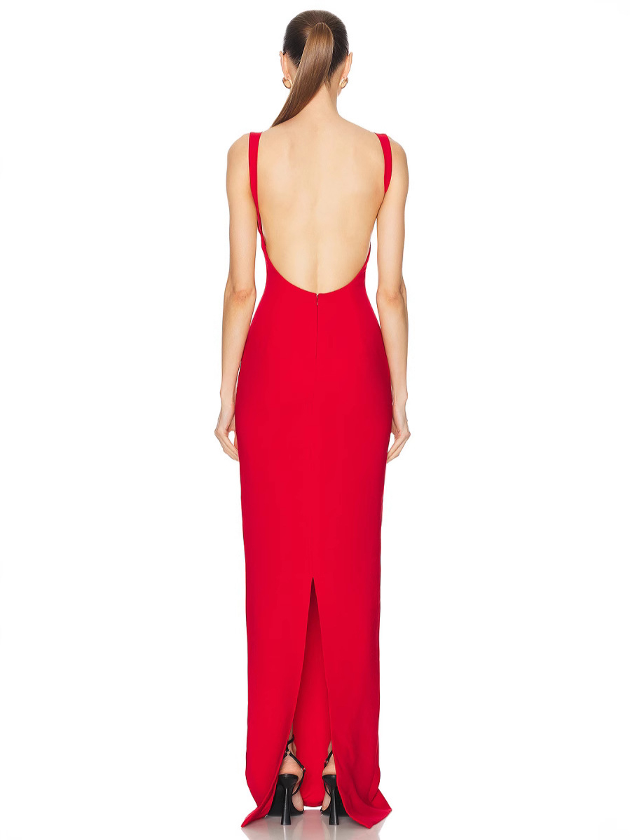 Amabel V-neck backless dress