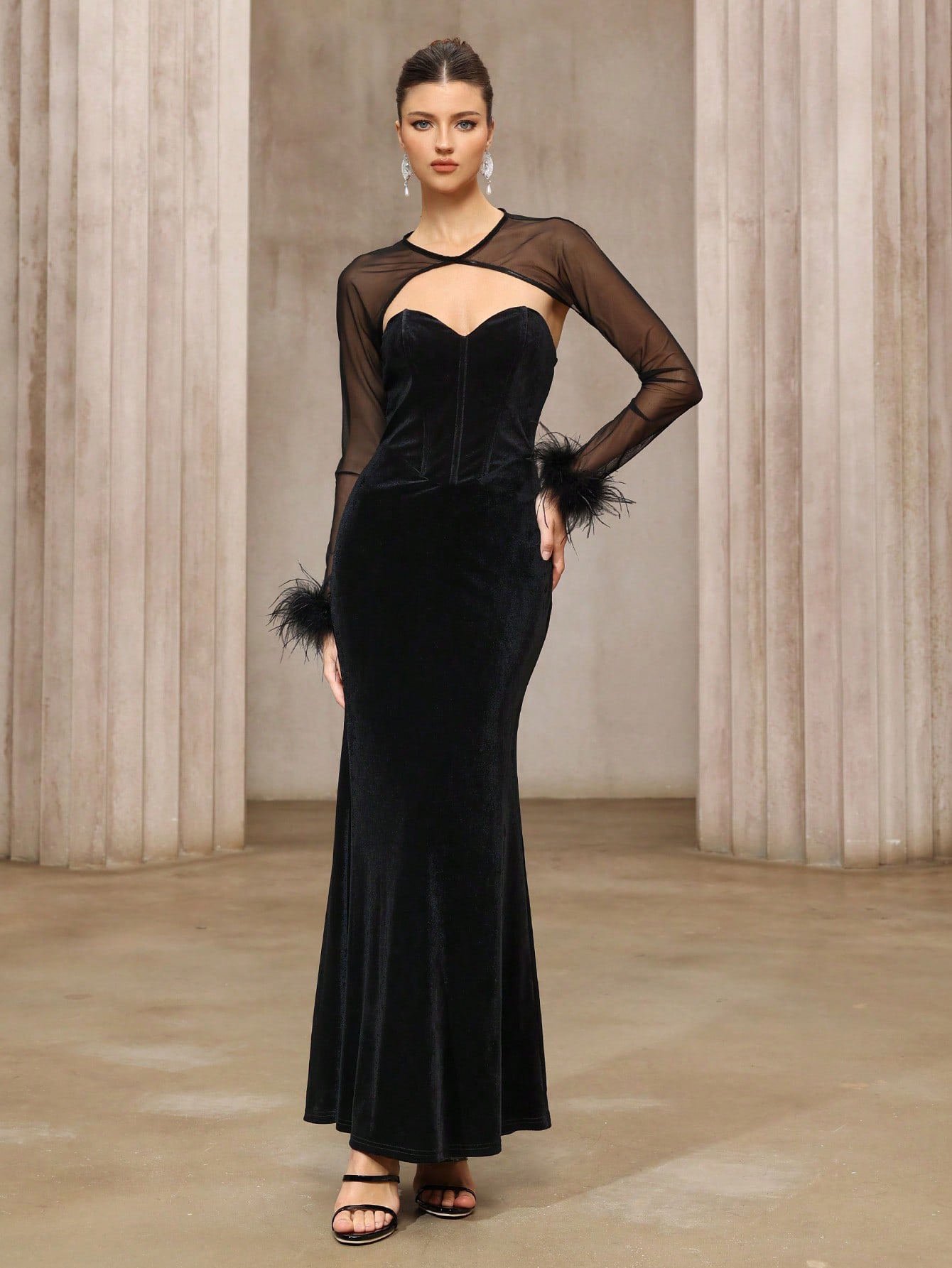 Annabel Black Strapless Cheongsam