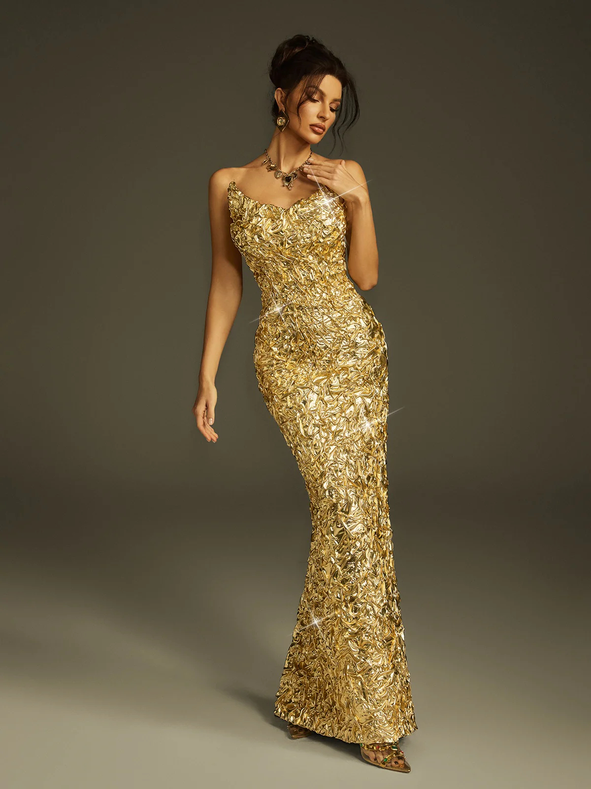 Amabel Shoulderless slit maxi dress