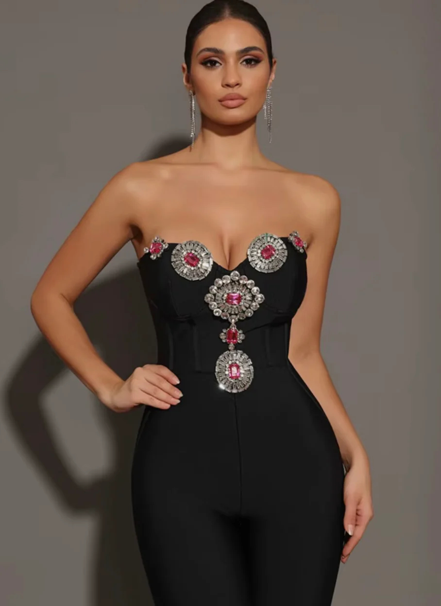 Arianne Black Strapless Jumpsuit