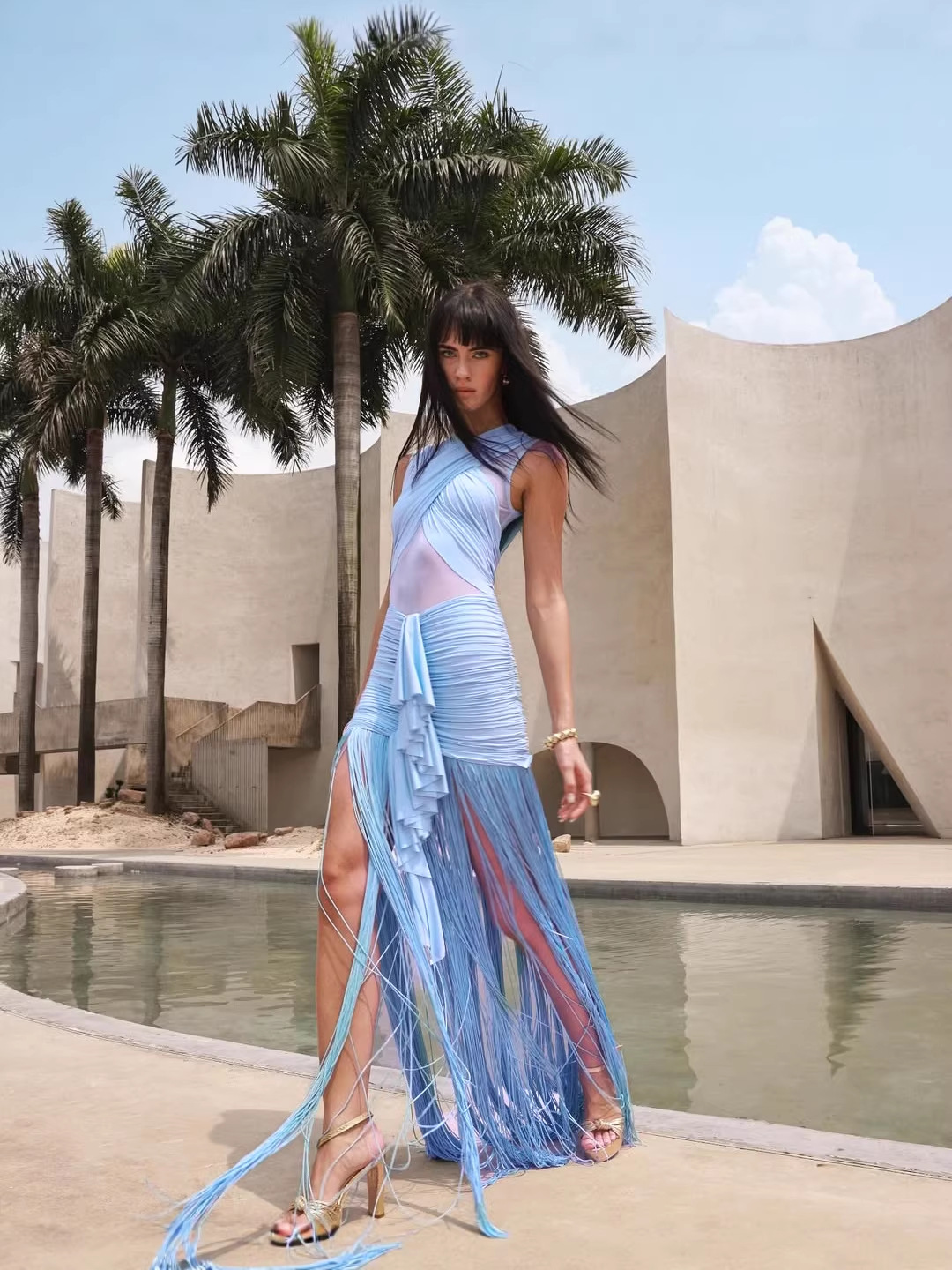 Arianne Blue Mesh Dress