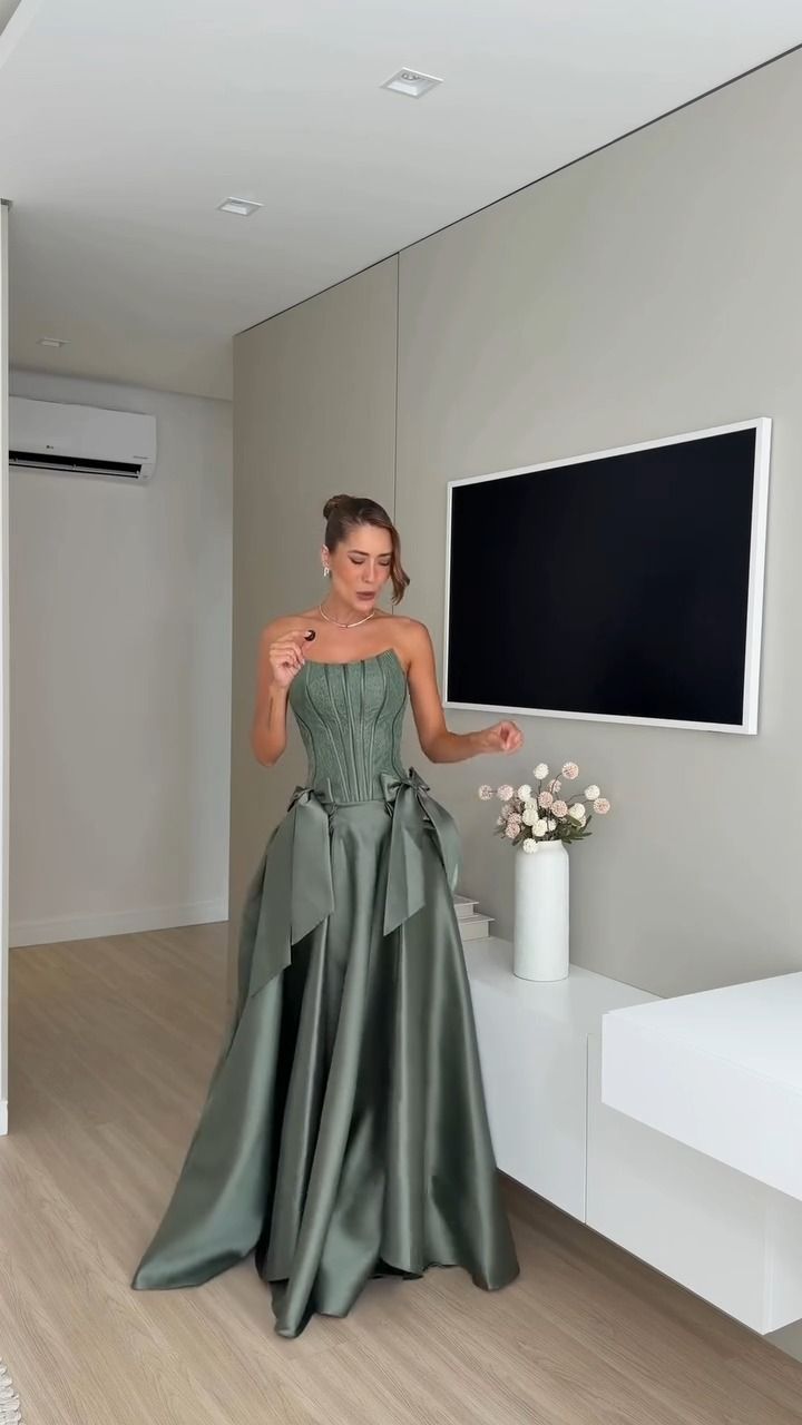 Ayla Green Strapless Dress