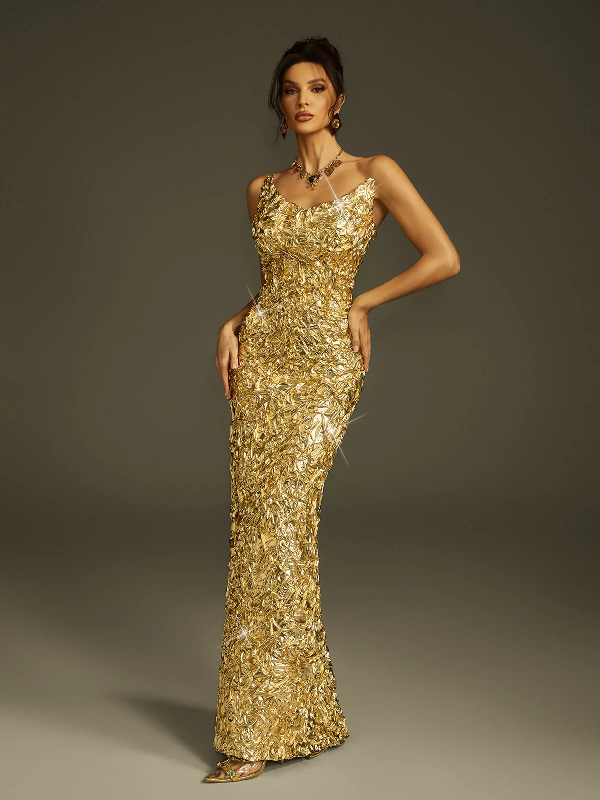 Amabel Shoulderless slit maxi dress