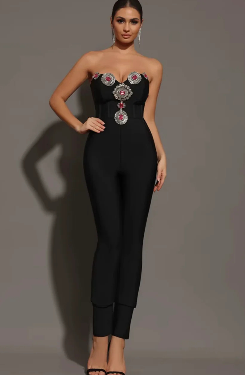 Arianne Black Strapless Jumpsuit