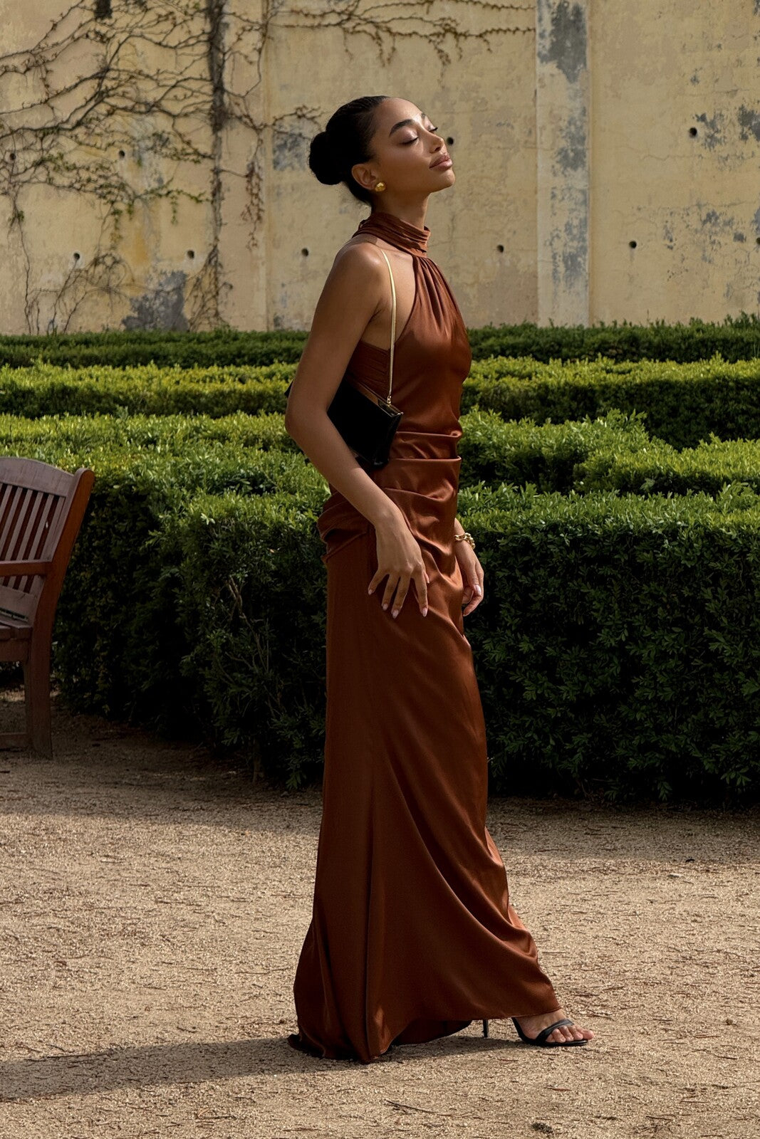 Beatrice Brown Backless Dress