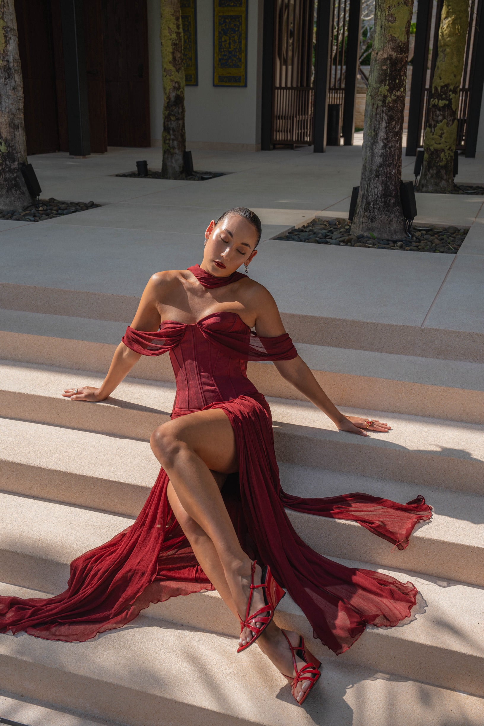 Brynn Red Strapless Two-Piece Set