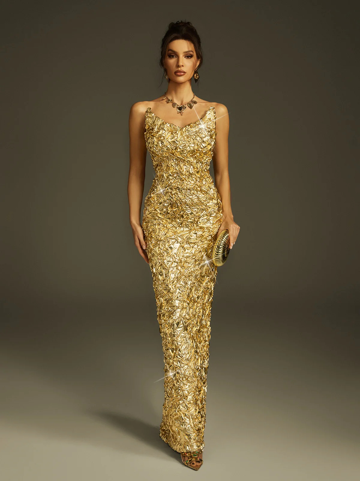 Amabel Shoulderless slit maxi dress