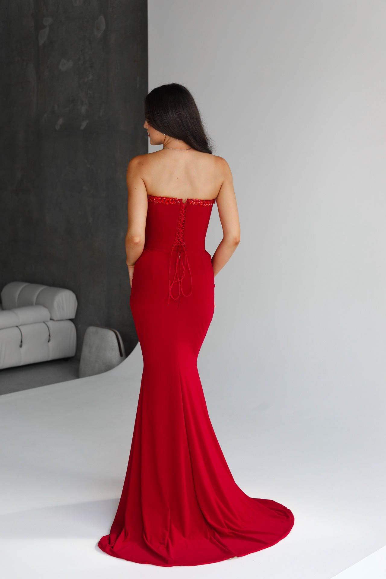 Ashlyn Red Bandage Evening Dress