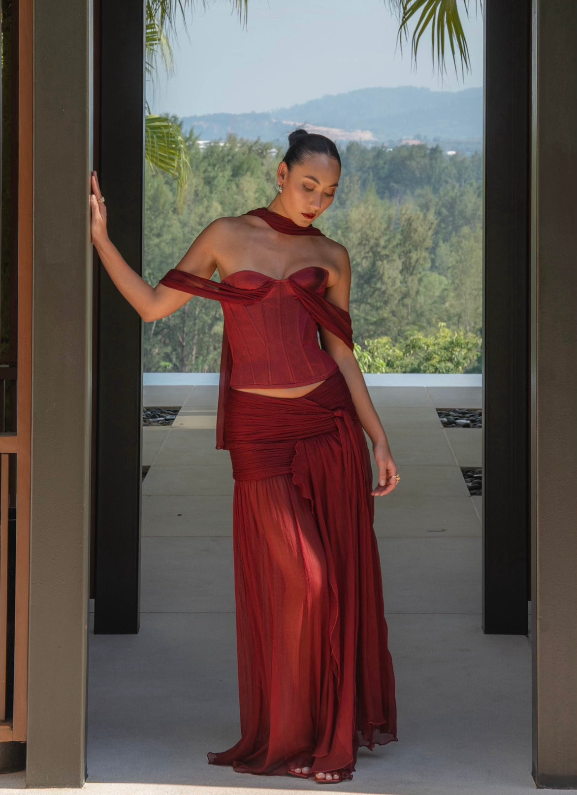 Brynn Red Strapless Two-Piece Set