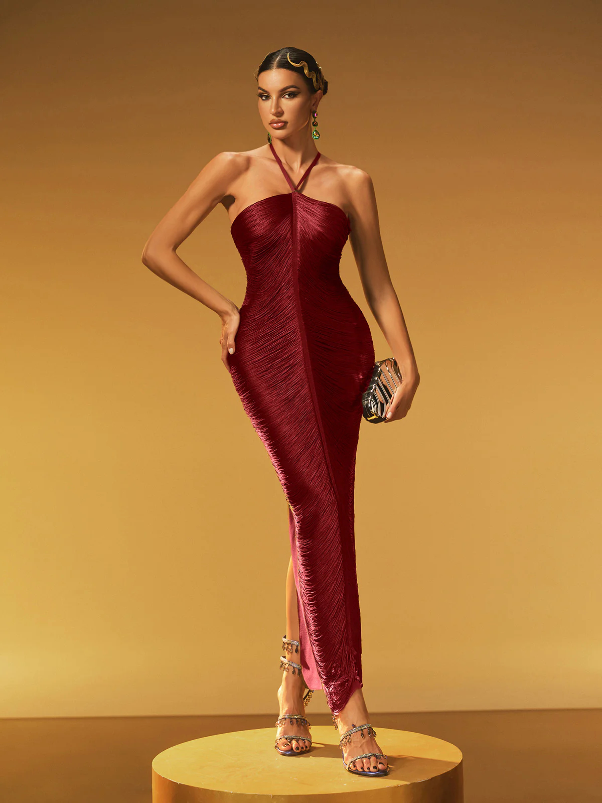 Amabel Backless tassel maxi dress