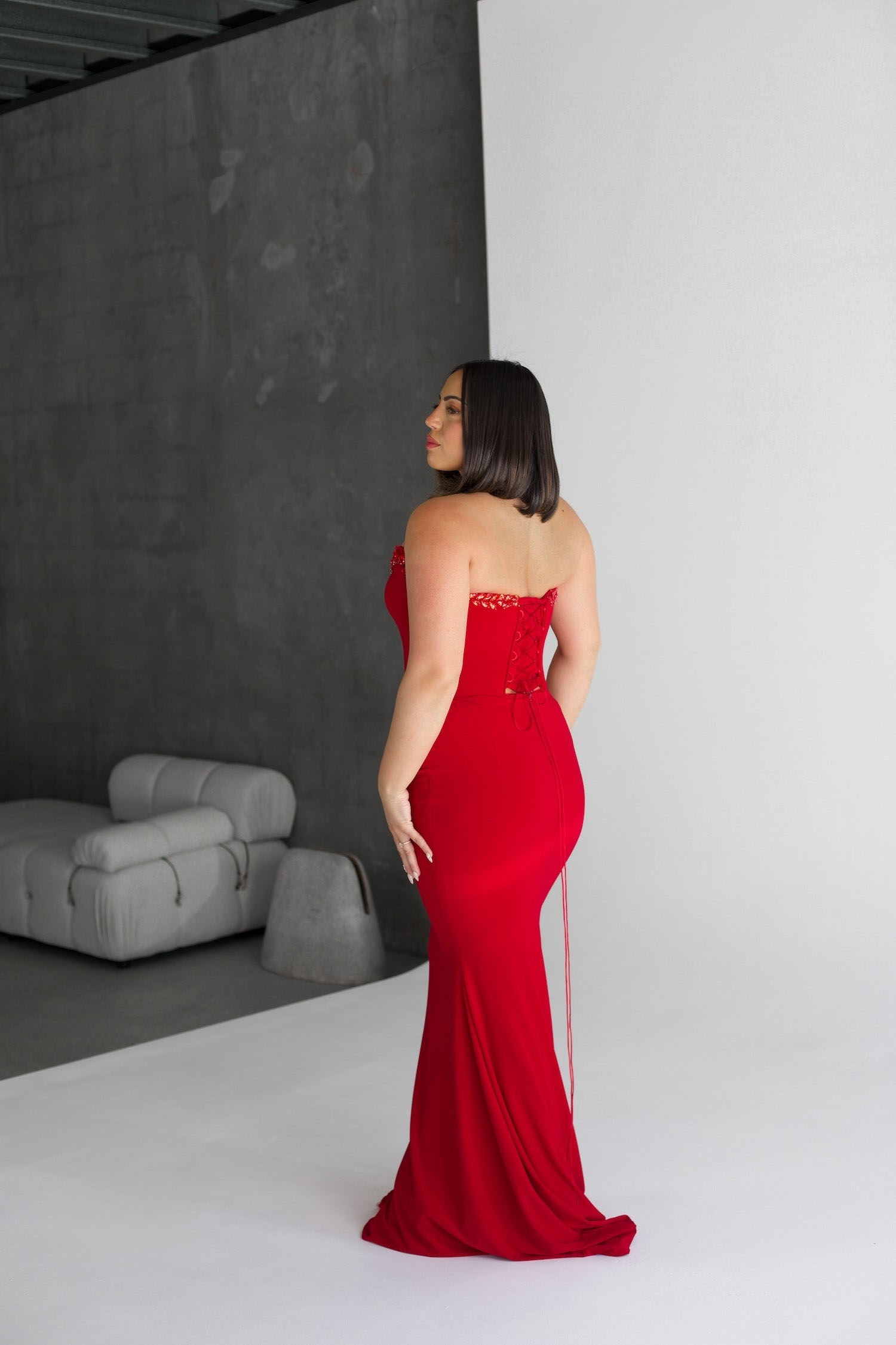 Ashlyn Red Bandage Evening Dress