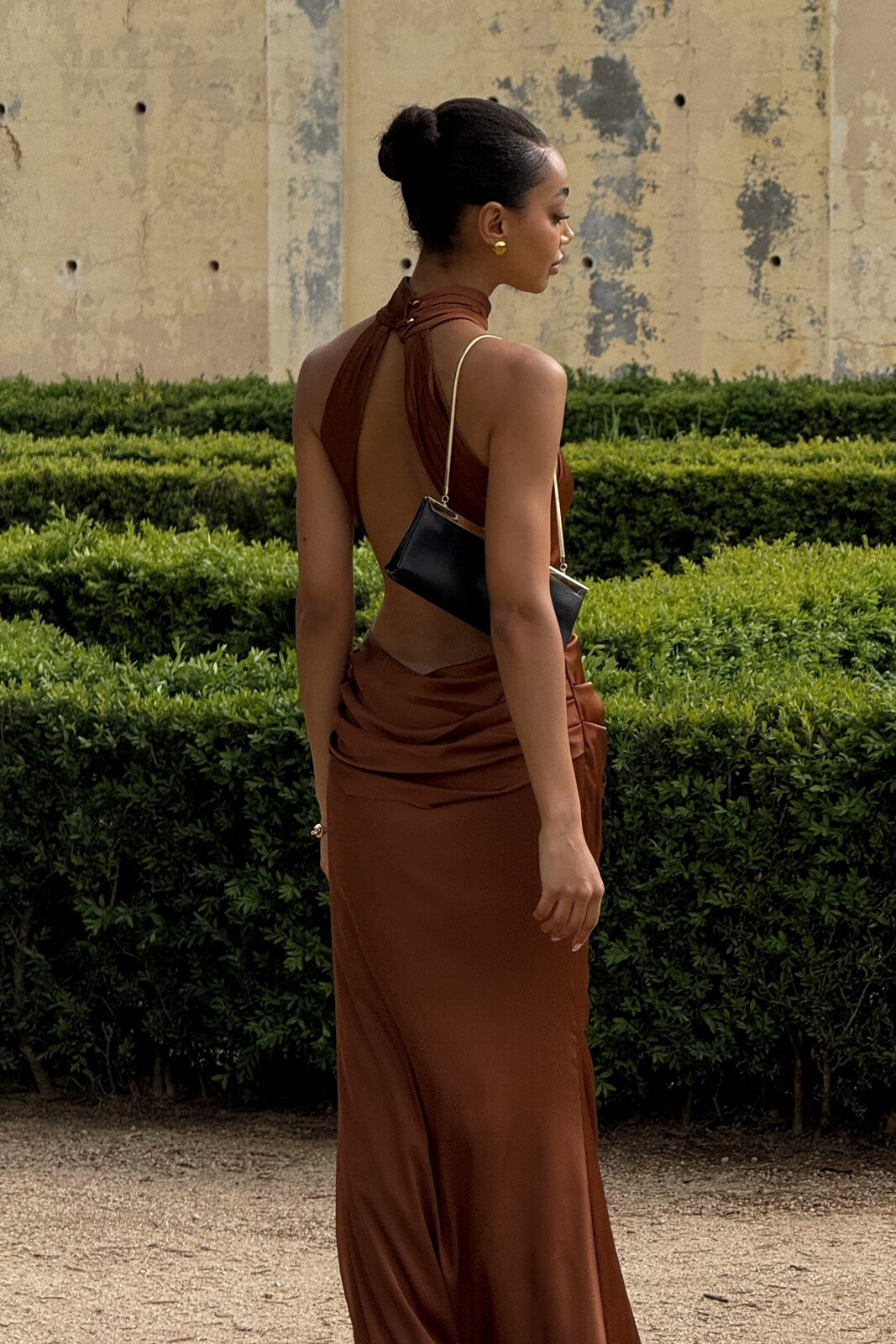 Beatrice Brown Backless Dress