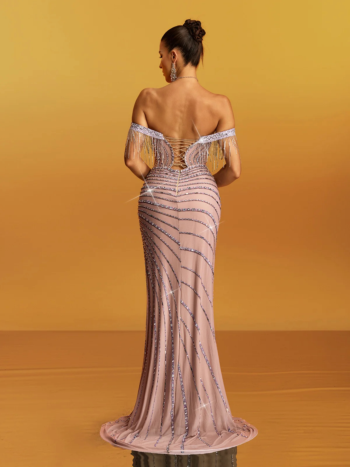 Annabel Silver Slit Maxi Dress