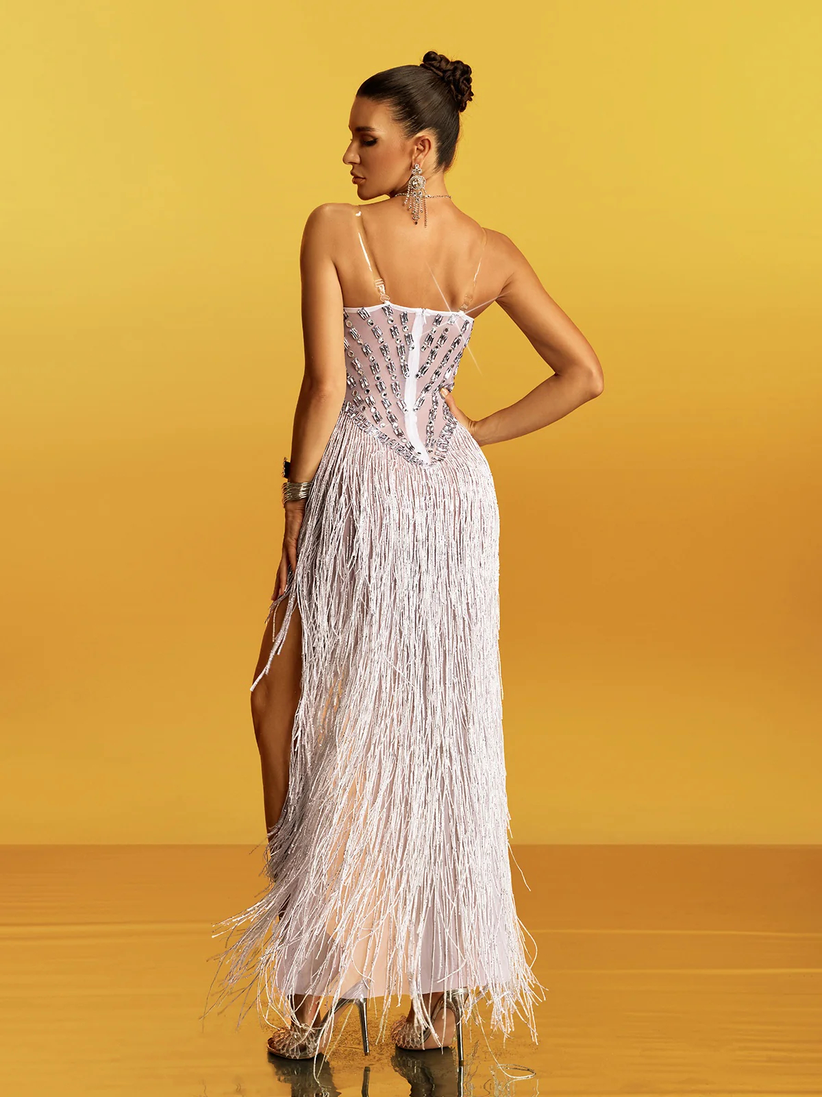 Annabel Silver Tassel Long Dress