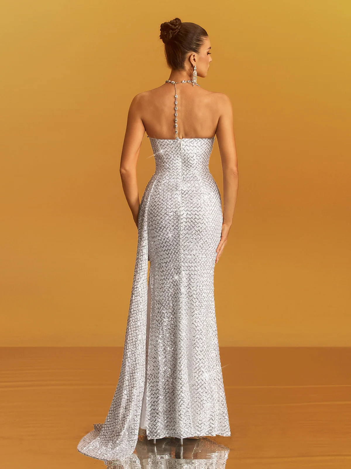 Annabel White Sequined Maxi Dress