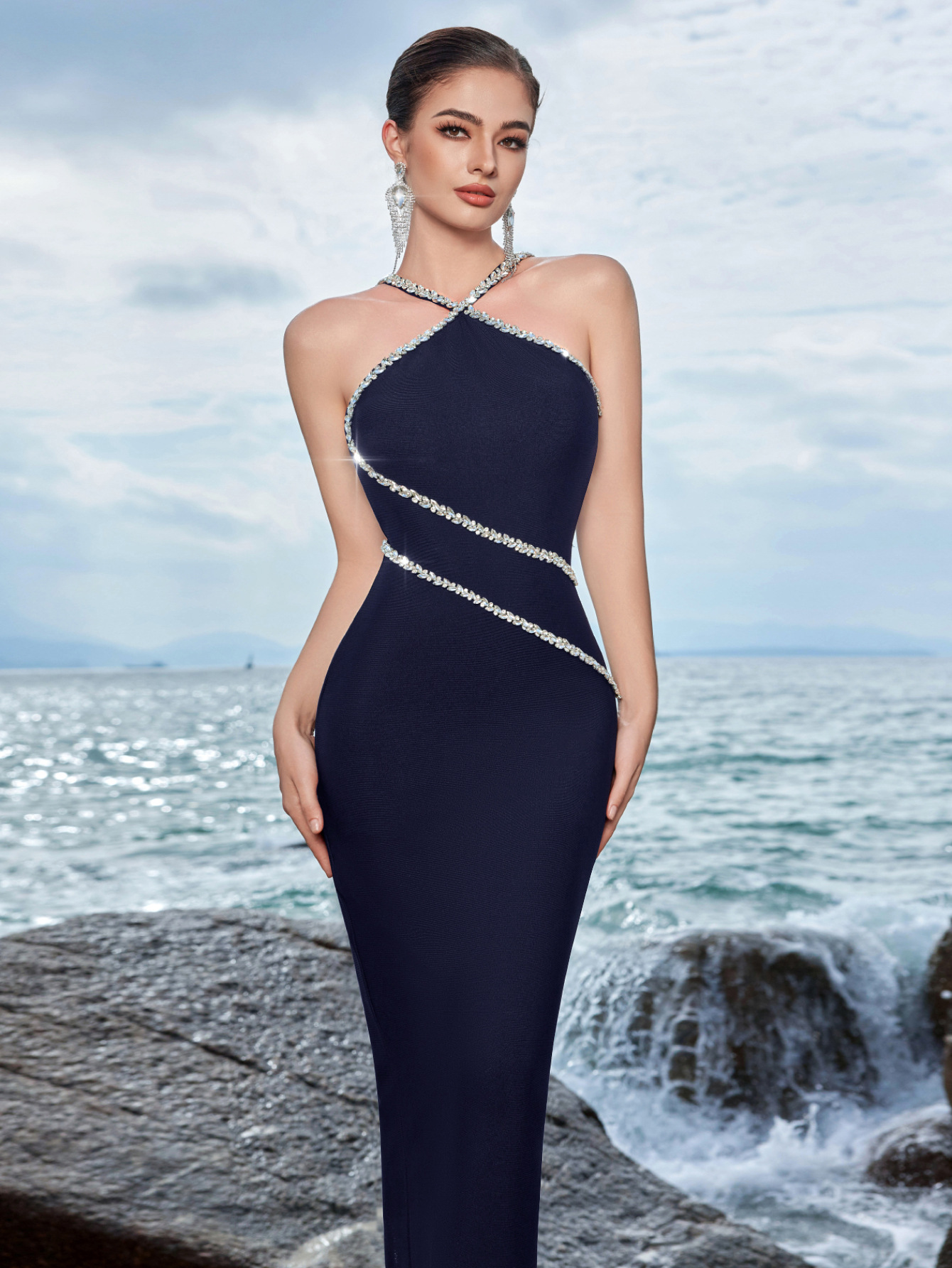 Ayla Black Halter-Neck Evening Gown