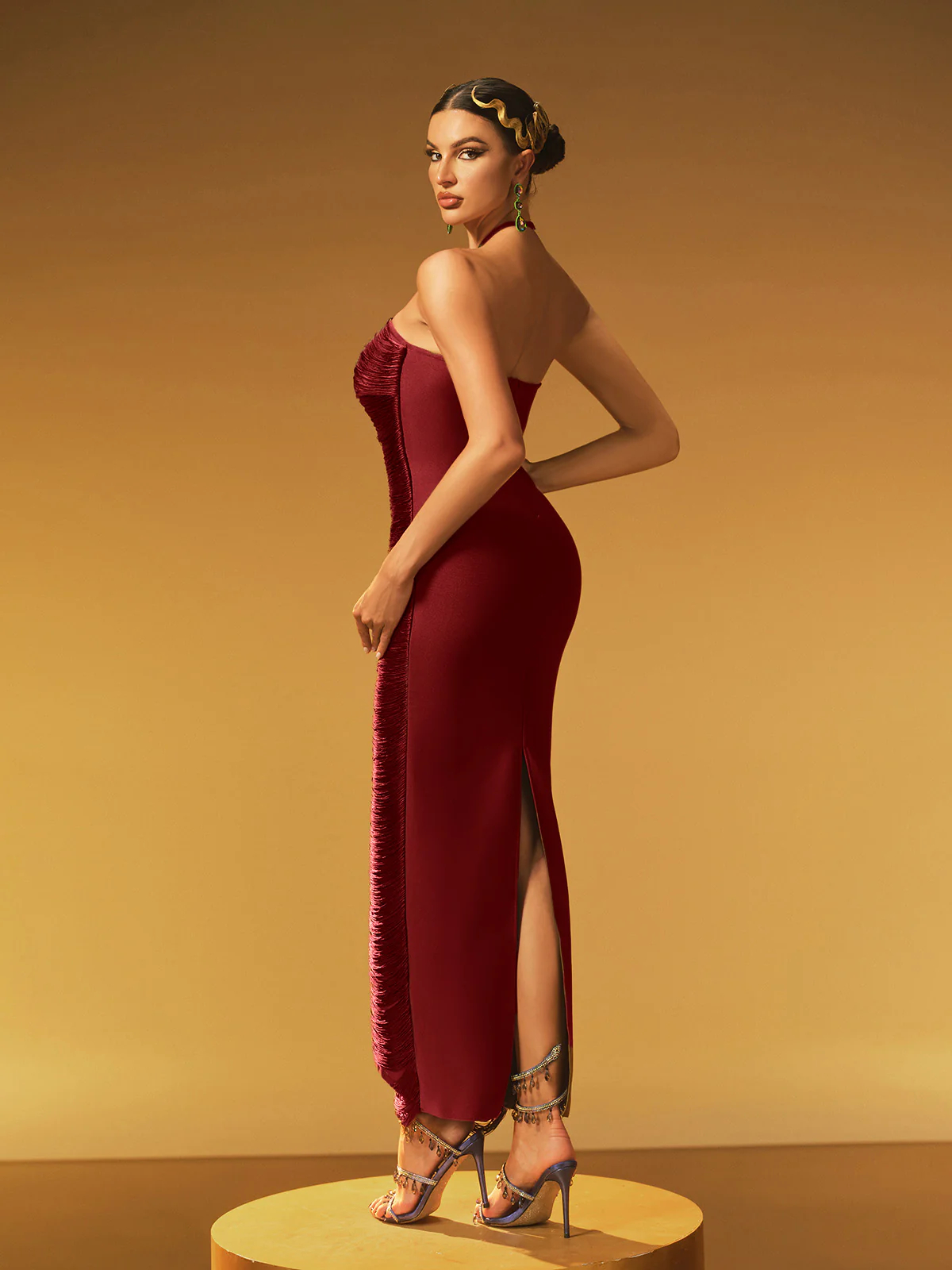 Amabel Backless tassel maxi dress