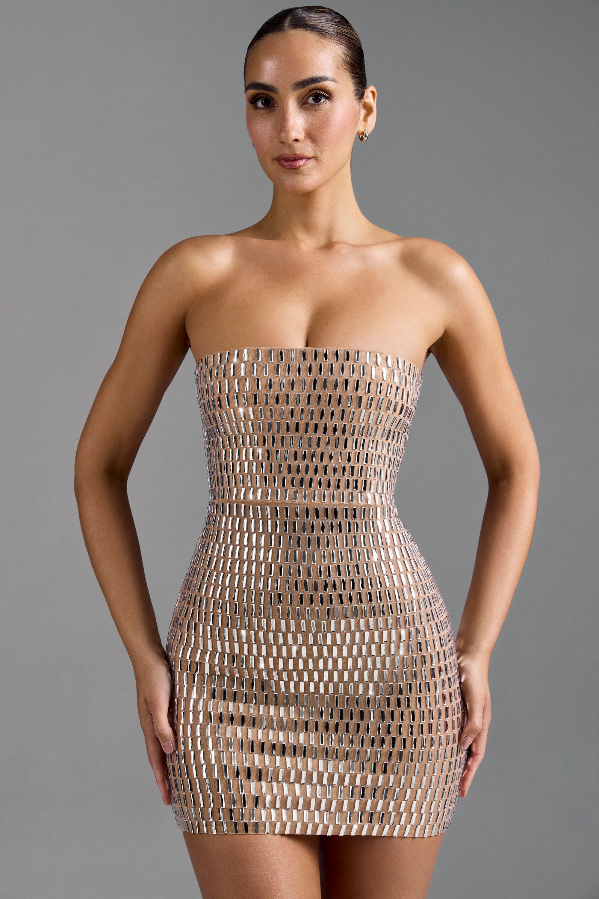 Arianne Nude Strapless Mini Dress