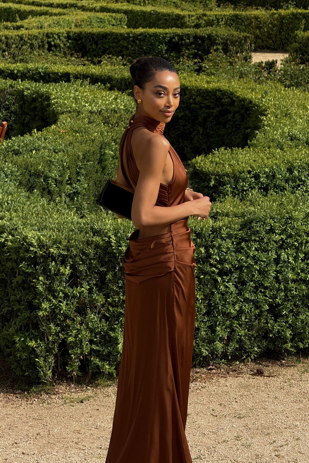 Beatrice Brown Backless Dress