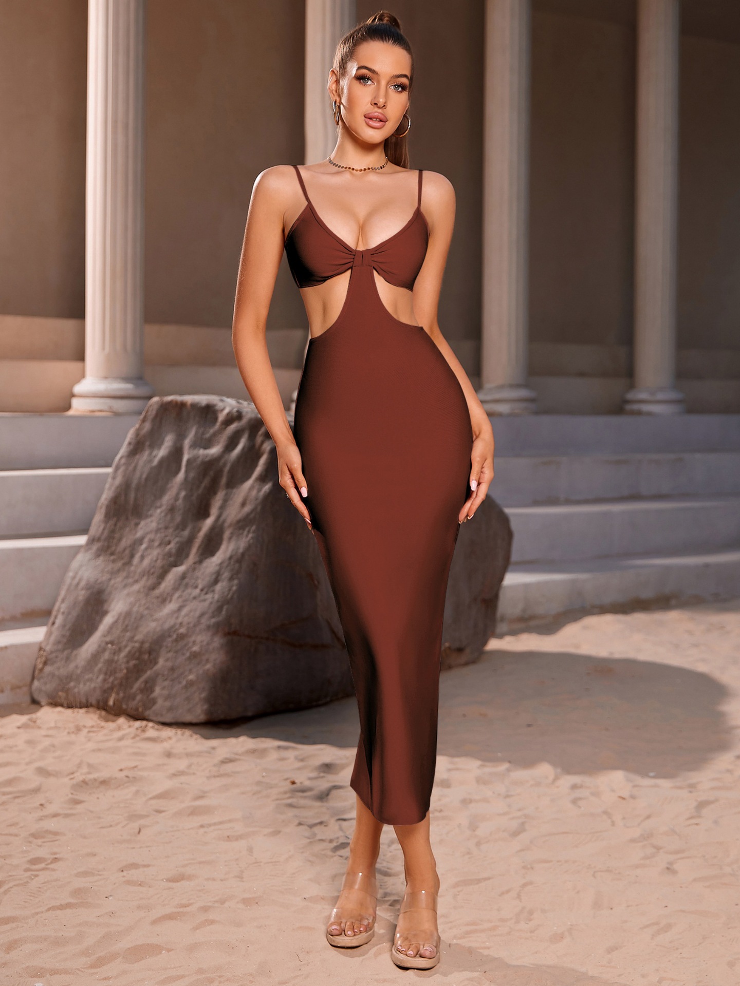 Ayla Apricot Fitted Ddress